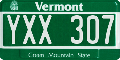 VT license plate YXX307