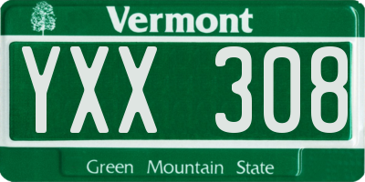 VT license plate YXX308