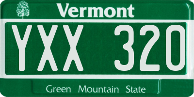 VT license plate YXX320