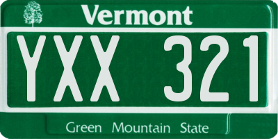 VT license plate YXX321
