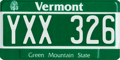 VT license plate YXX326
