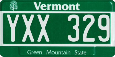 VT license plate YXX329