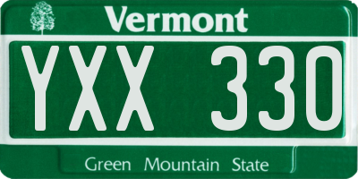 VT license plate YXX330