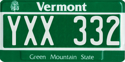 VT license plate YXX332