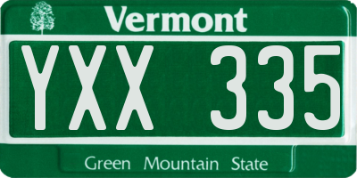 VT license plate YXX335