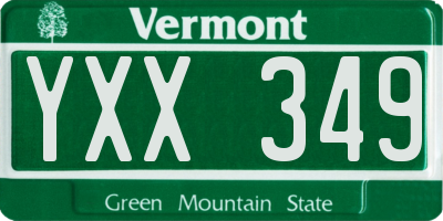 VT license plate YXX349