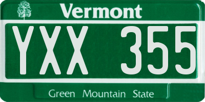 VT license plate YXX355