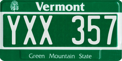 VT license plate YXX357