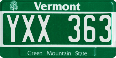VT license plate YXX363