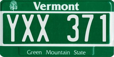 VT license plate YXX371