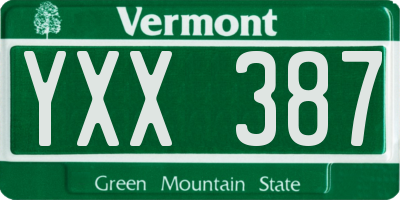 VT license plate YXX387