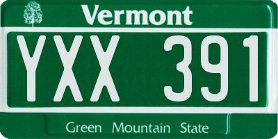 VT license plate YXX391