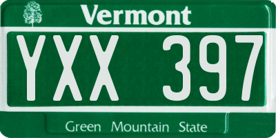 VT license plate YXX397