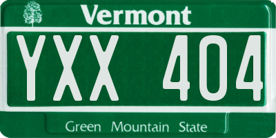 VT license plate YXX404