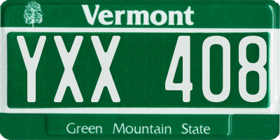 VT license plate YXX408