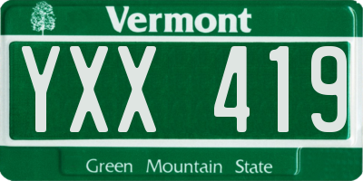 VT license plate YXX419