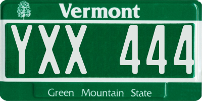 VT license plate YXX444