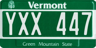 VT license plate YXX447