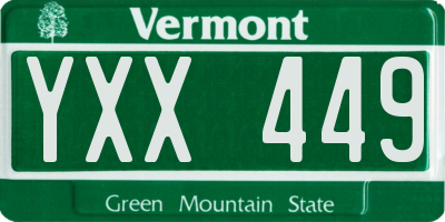 VT license plate YXX449