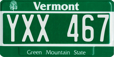 VT license plate YXX467