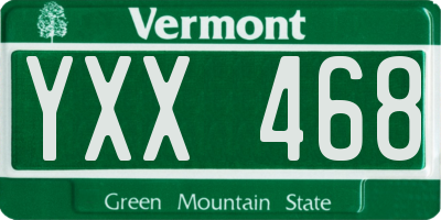 VT license plate YXX468