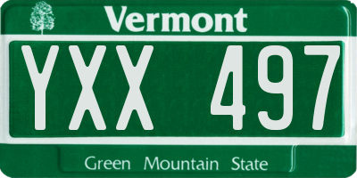 VT license plate YXX497
