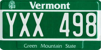 VT license plate YXX498