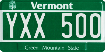 VT license plate YXX500