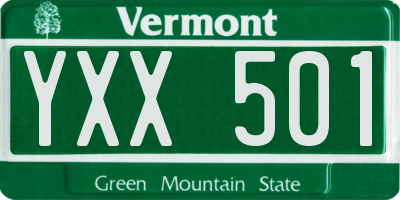 VT license plate YXX501