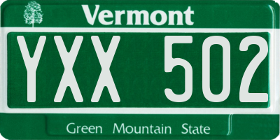 VT license plate YXX502