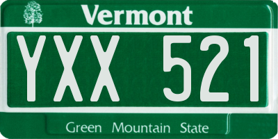 VT license plate YXX521
