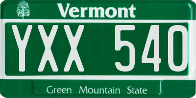 VT license plate YXX540