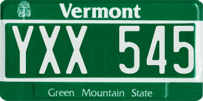 VT license plate YXX545