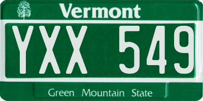 VT license plate YXX549
