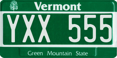 VT license plate YXX555