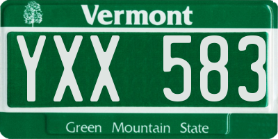 VT license plate YXX583