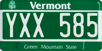 VT license plate YXX585
