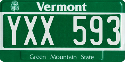 VT license plate YXX593