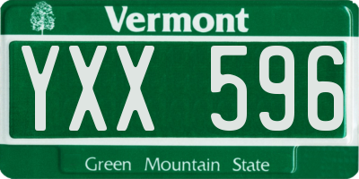 VT license plate YXX596