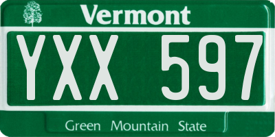 VT license plate YXX597