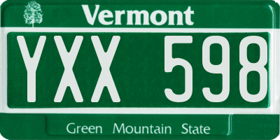 VT license plate YXX598
