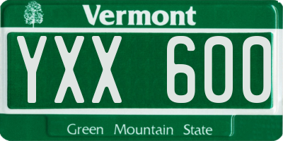 VT license plate YXX600