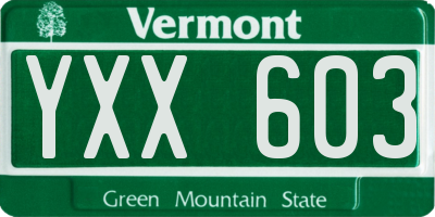 VT license plate YXX603