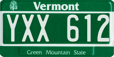 VT license plate YXX612