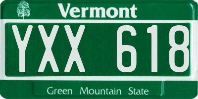 VT license plate YXX618