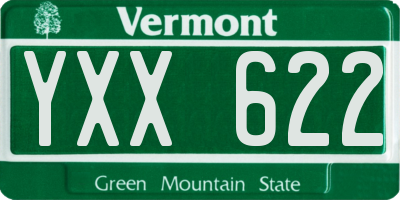 VT license plate YXX622
