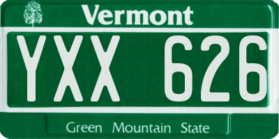 VT license plate YXX626