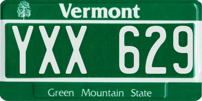 VT license plate YXX629
