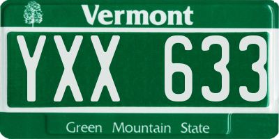 VT license plate YXX633