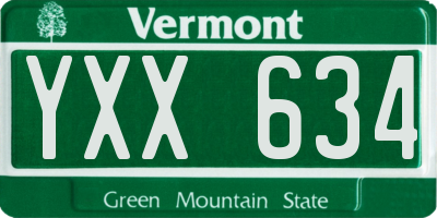 VT license plate YXX634